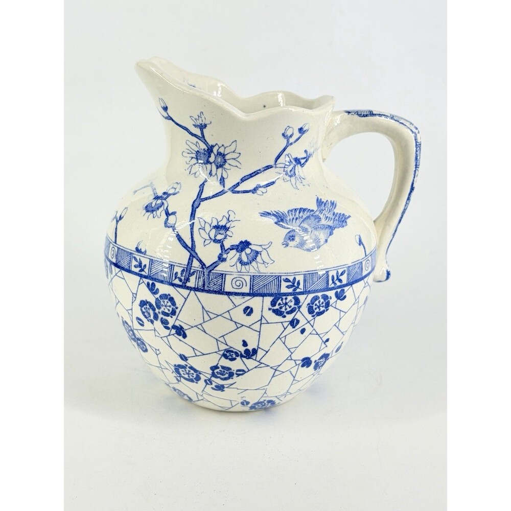 Antique FJ Emery Burmese Aesthetic Transferware Pitcher Burslem England c1880